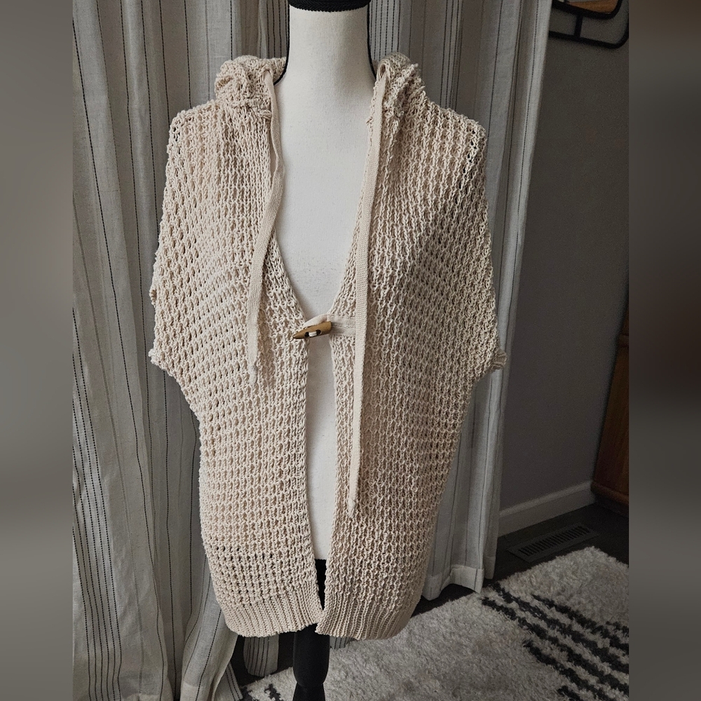 Free People Cream Textured Knit Cardigan